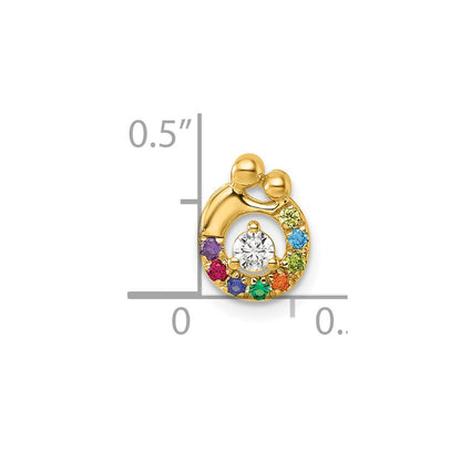 14K Yellow Gold 8 Genuine Birthstone and Dia. Mother/child Chain Slide