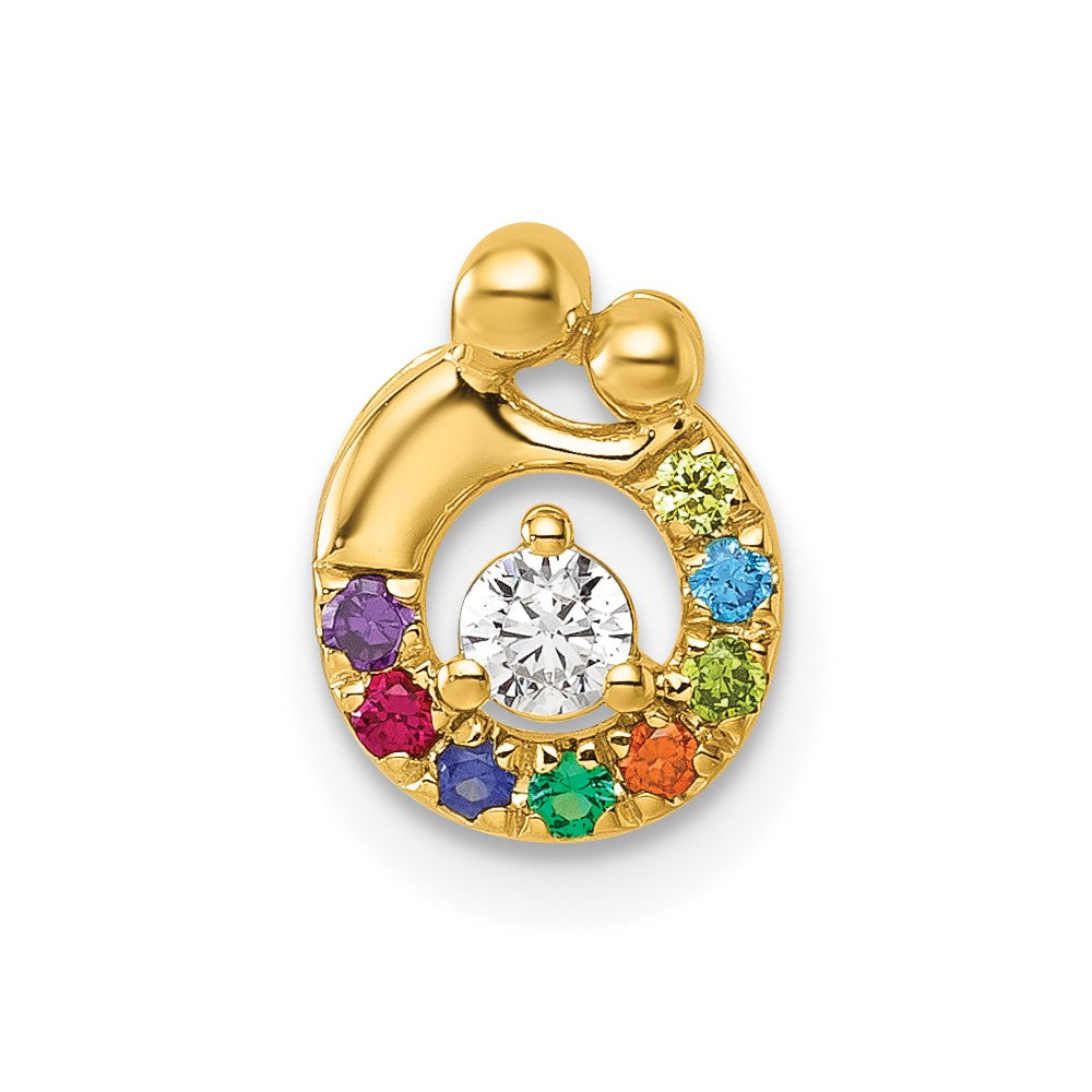 14K Yellow Gold 8 Birthstone and Dia Mother/child Chain Slide Semi-Mount