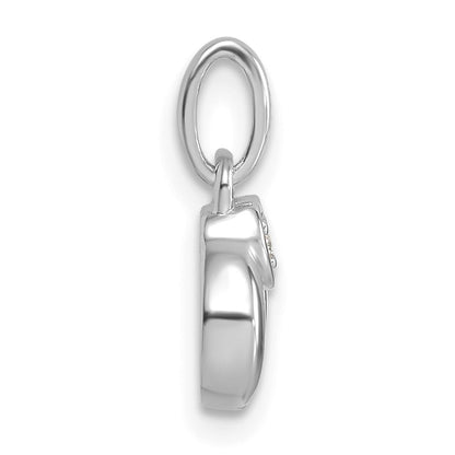 14K White Gold Wg Dia. Heart w/1 Genuine Birthstone Mother's Circle Pendant