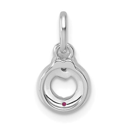 14K White Gold Wg Dia. Heart w/1 Birthstone Mother's Circle Pend Semi-Mount