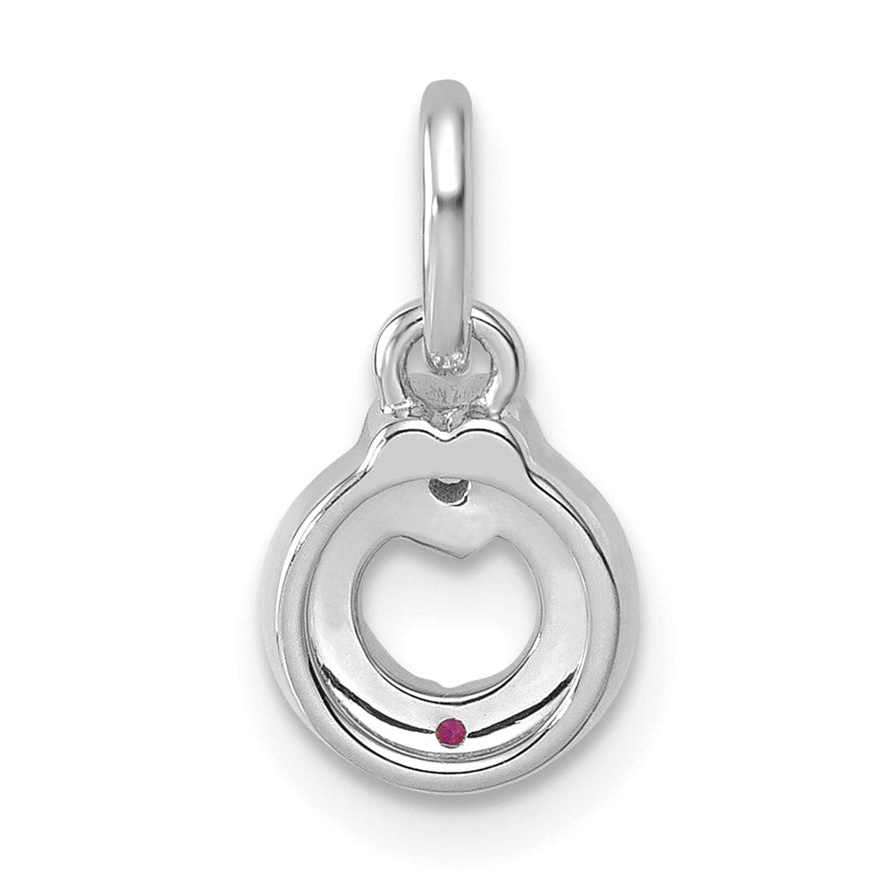 14K White Gold Wg Dia. Heart w/1 Synthetic Birthstone Mother's Circle Pendant