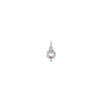 14K White Gold Wg Dia. Heart w/1 Birthstone Mother's Circle Pend Semi-Mount