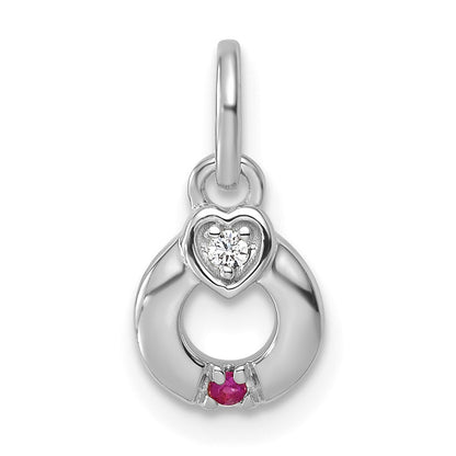 14K White Gold Wg Dia. Heart w/1 Birthstone Mother's Circle Pend Semi-Mount