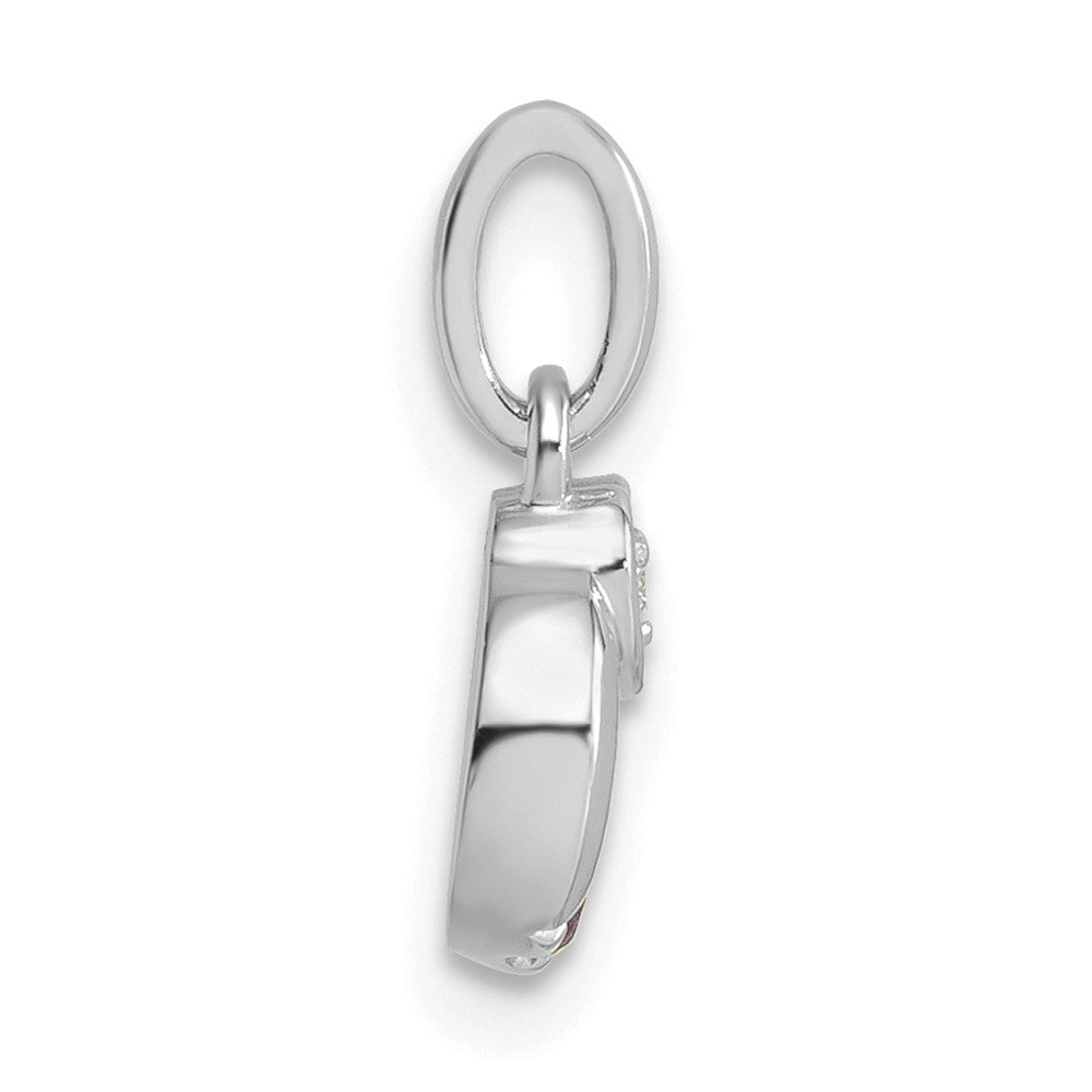 14K White Gold Wg Dia. Heart w/2 Synthetic Birthstone Mother's Circle Pendant