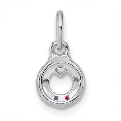 14K White Gold Wg Dia. Heart w/2 Genuine Birthstone Mother's Circle Pendant