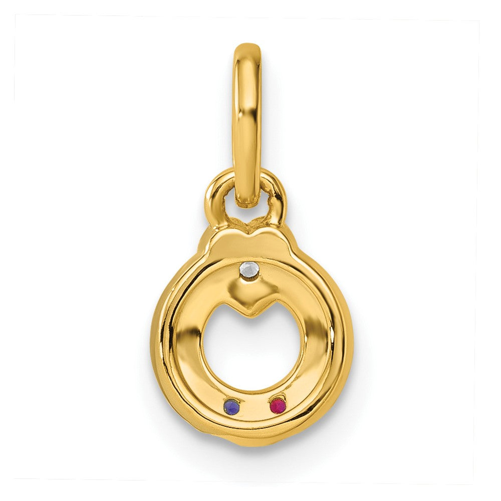 14K Yellow Gold Dia Heart W/ 2 Birthstone Mother's Circle Pendant Semi-Mount