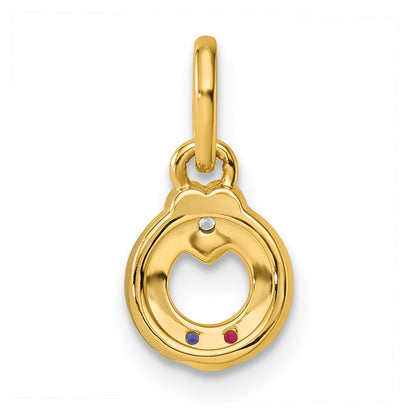 14K Yellow Gold Dia. Heart w/2 Synthetic Birthstone Mother's Circle Pendant