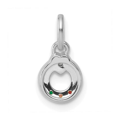 14K White Gold Wg Dia. Heart w/3 Synthetic Birthstone Mother's Circle Pendant