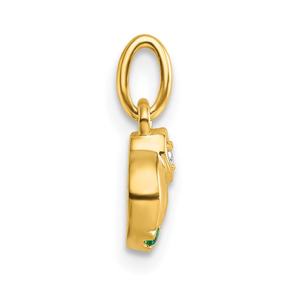 14K Yellow Gold Dia. Heart w/3 Genuine Birthstone Mother's Circle Pendant