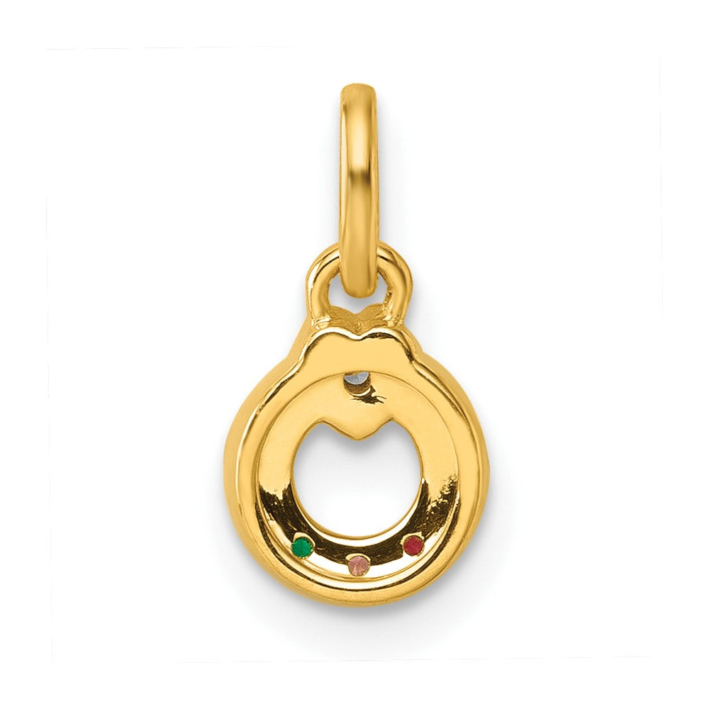 14K Yellow Gold Dia Heart W/ 3 Birthstone Mother's Circle Pendant Semi-Mount