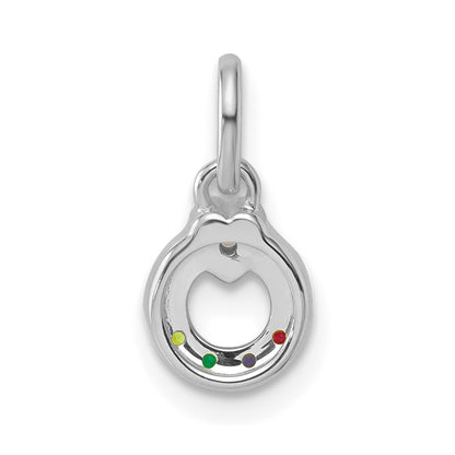 14K White Gold Wg Dia. Heart w/4 Synthetic Birthstone Mother's Circle Pendant