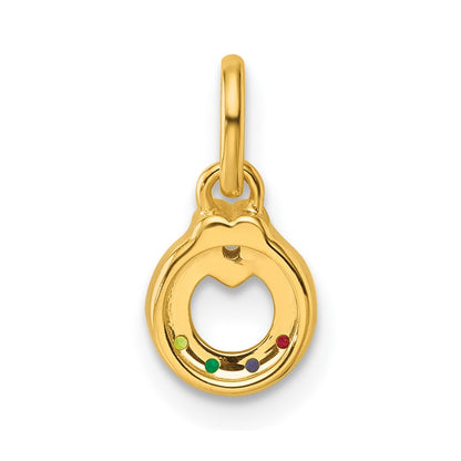 14K Yellow Gold Dia. Heart w/4 Synthetic Birthstone Mother's Circle Pendant