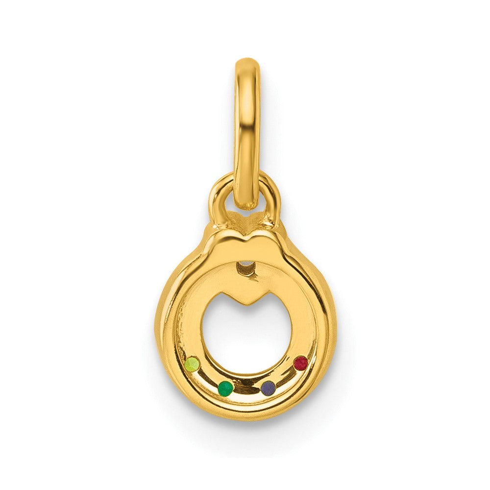 14K Yellow Gold Dia. Heart w/4 Genuine Birthstone Mother's Circle Pendant