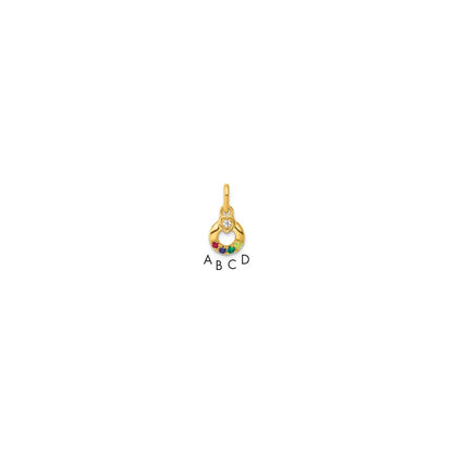 14K Yellow Gold Dia. Heart w/4 Genuine Birthstone Mother's Circle Pendant
