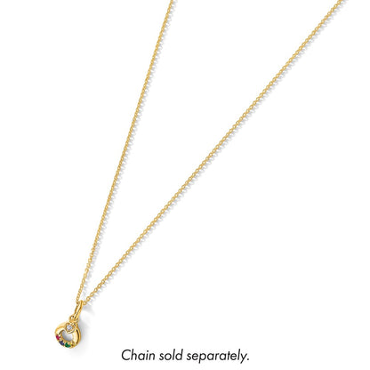 14K Yellow Gold Dia Heart W/ 4 Birthstone Mother's Circle Pendant Semi-Mount