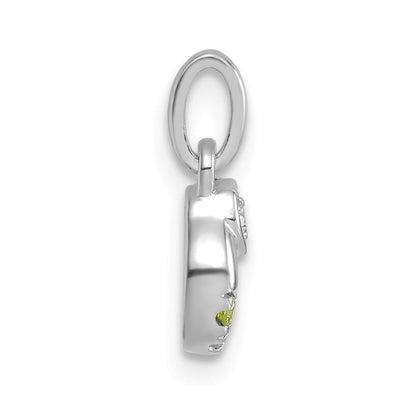14K White Gold Wg Dia. Heart w/5 Synthetic Birthstone Mother's Circle Pendant