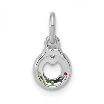 14K White Gold Wg Dia. Heart w/5 Synthetic Birthstone Mother's Circle Pendant