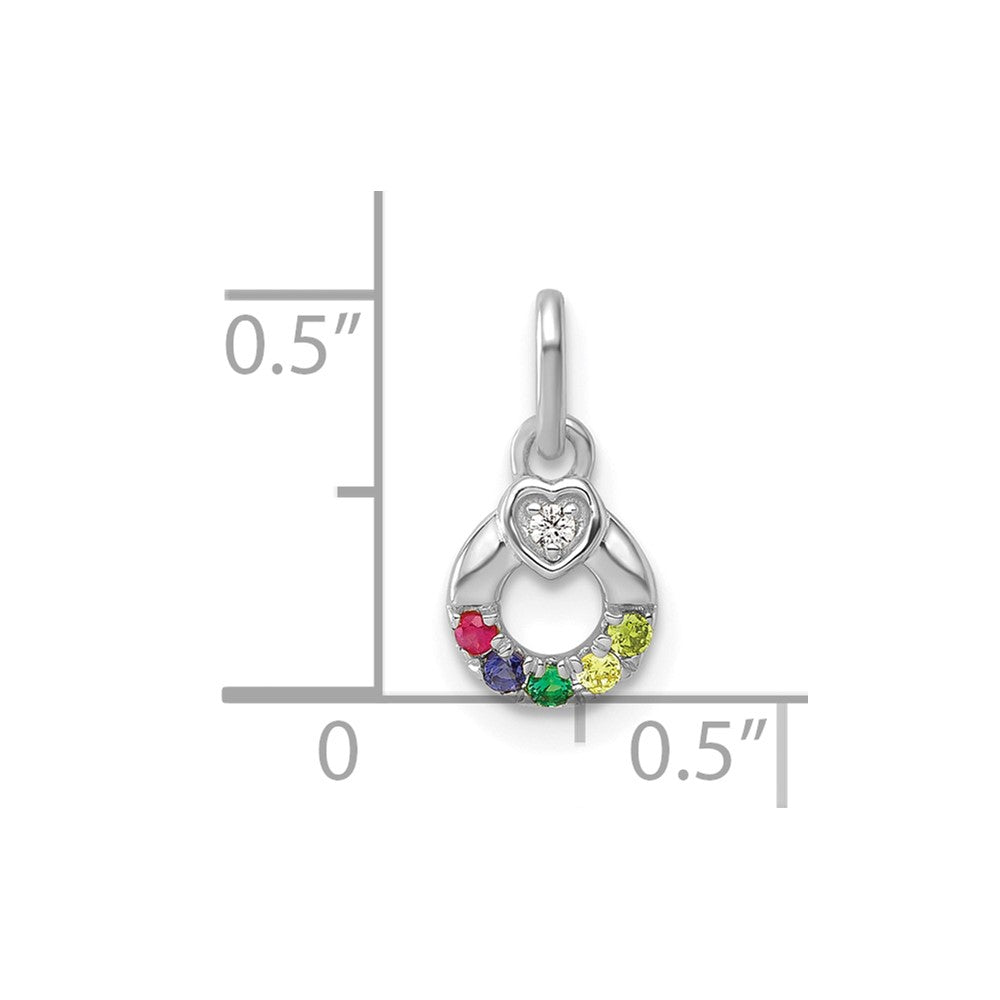 14K White Gold Wg Dia. Heart w/5 Birthstone Mother's Circle Pend Semi-Mount