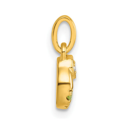 14K Yellow Gold Dia. Heart w/5 Genuine Birthstone Mother's Circle Pendant