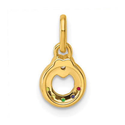 14K Yellow Gold Dia Heart W/ 5 Birthstone Mother's Circle Pendant Semi-Mount