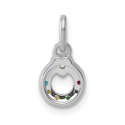 14K White Gold Wg Dia. Heart w/6 Synthetic Birthstone Mother's Circle Pendant