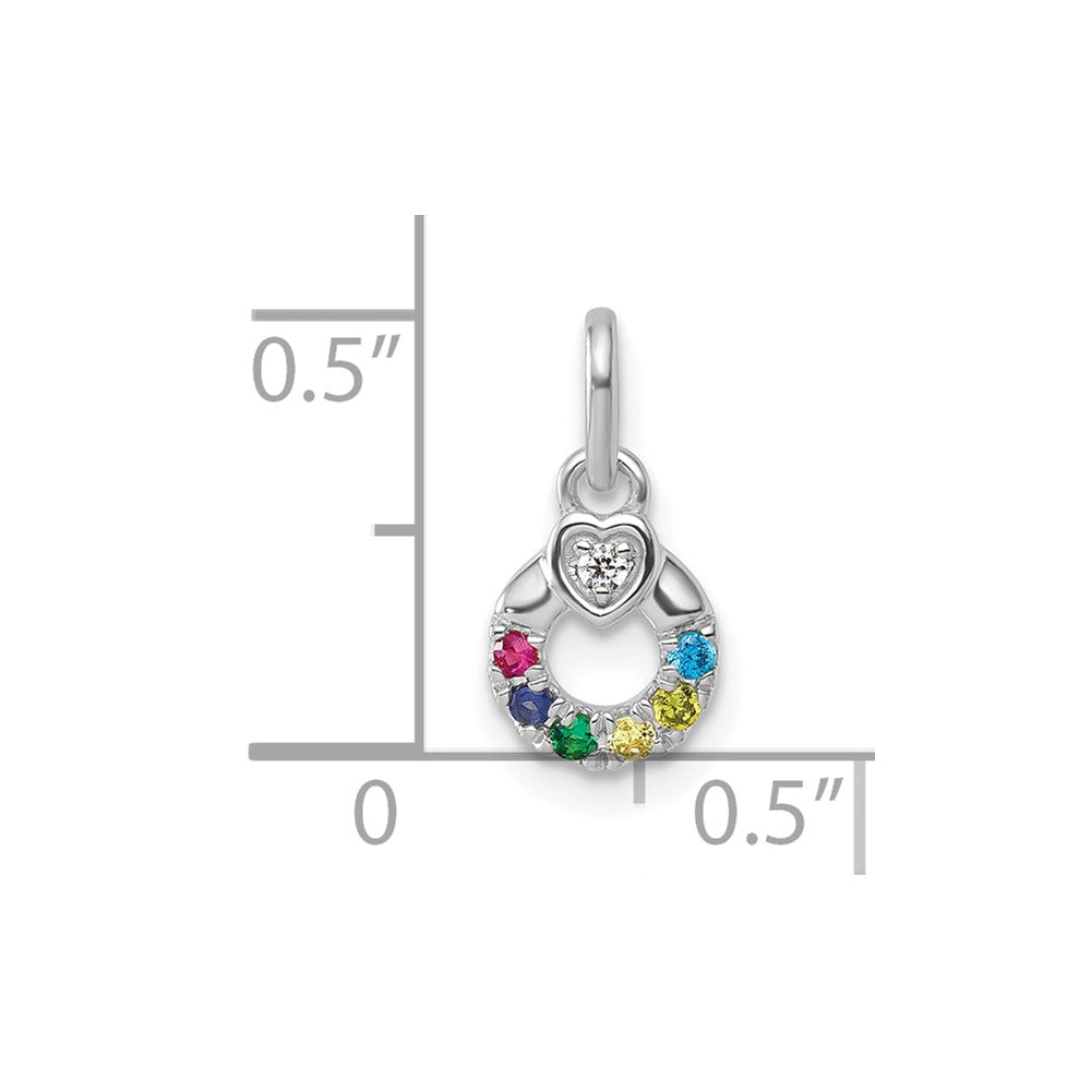 14K White Gold Wg Dia. Heart w/6 Birthstone Mother's Circle Pend Semi-Mount