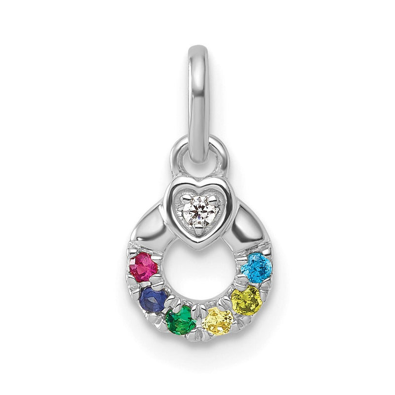 14K White Gold Wg Dia. Heart w/6 Birthstone Mother's Circle Pend Semi-Mount