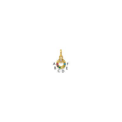 14K Yellow Gold Dia Heart W/ 6 Birthstone Mother's Circle Pendant Semi-Mount