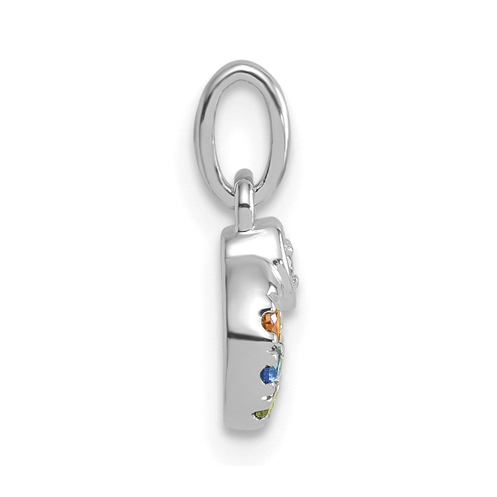 14K White Gold Wg Dia. Heart w/7 Genuine Birthstone Mother's Circle Pendant