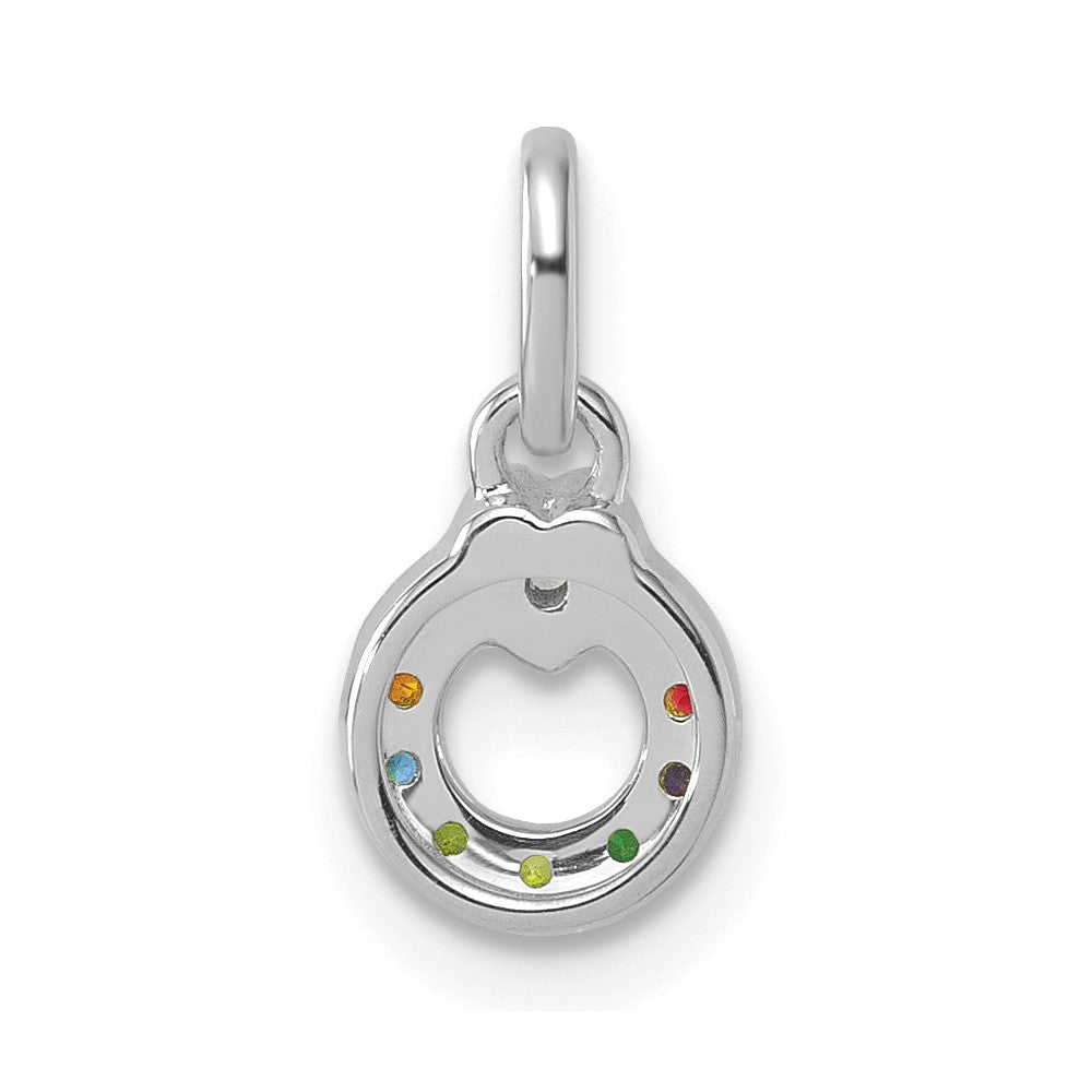 14K White Gold Wg Dia. Heart w/7 Genuine Birthstone Mother's Circle Pendant