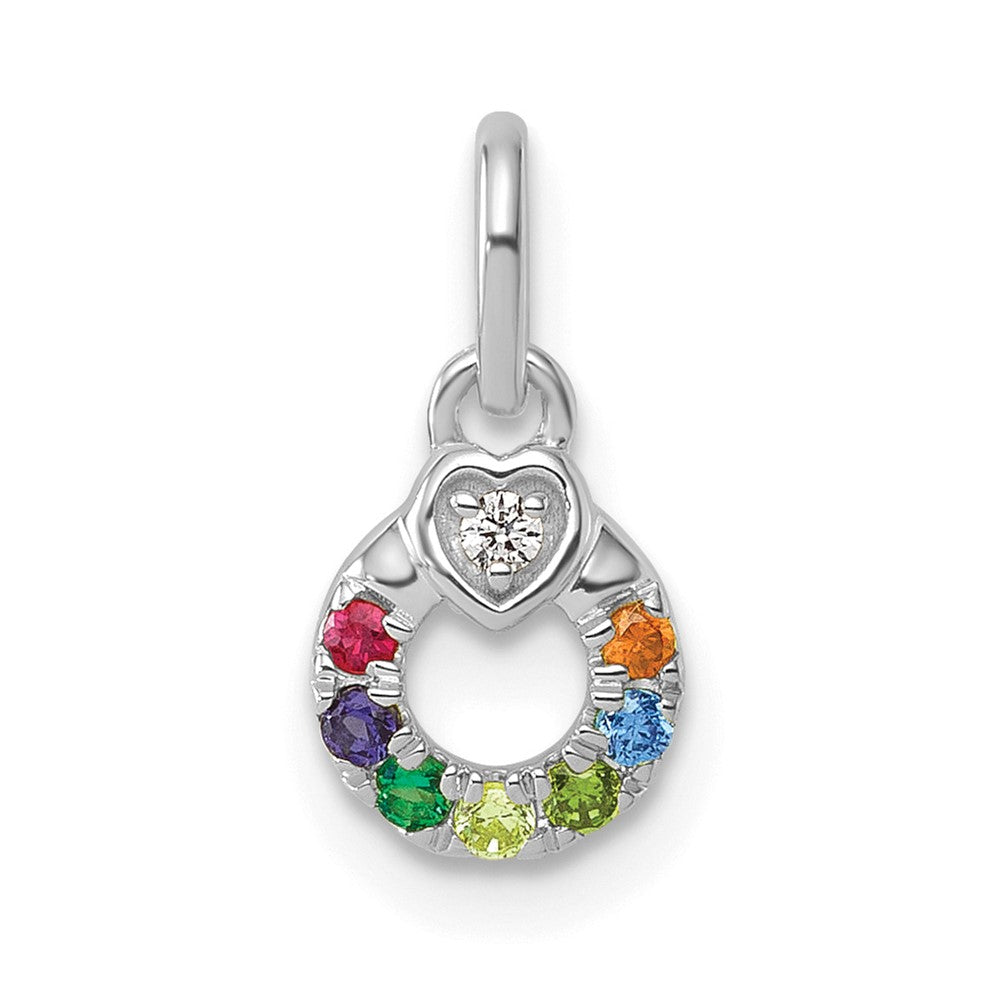 14K White Gold Wg Dia. Heart w/7 Birthstone Mother's Circle Pend Semi-Mount