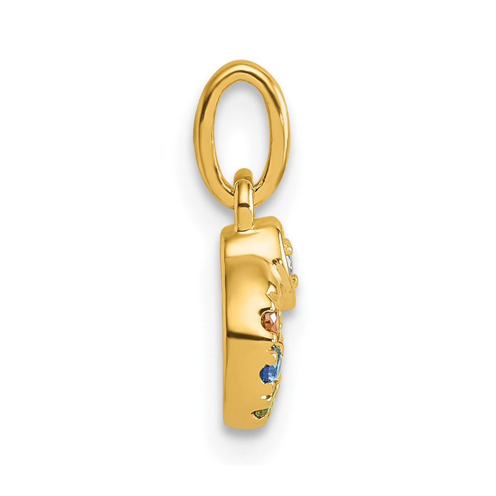 14K Yellow Gold Dia Heart W/ 7 Birthstone Mother's Circle Pendant Semi-Mount