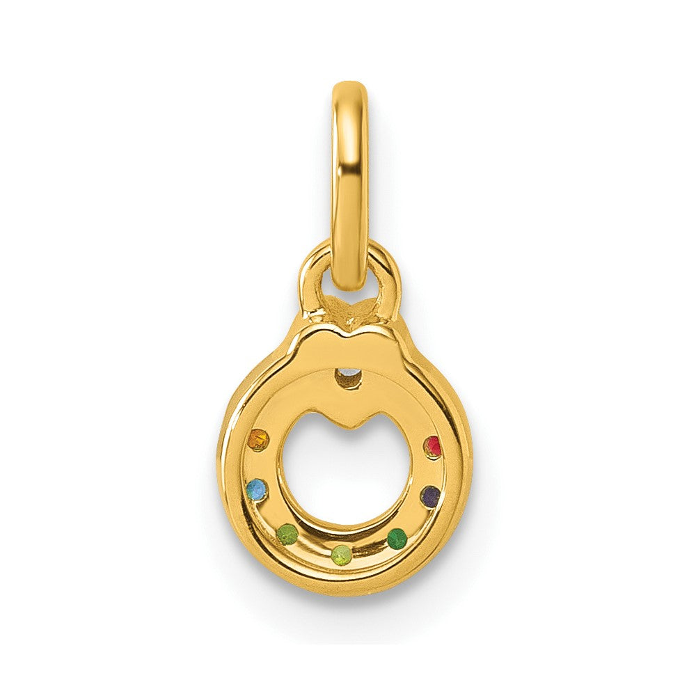 14K Yellow Gold Dia. Heart w/7 Synthetic Birthstone Mother's Circle Pendant