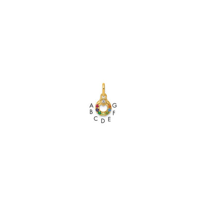 14K Yellow Gold Dia Heart W/ 7 Birthstone Mother's Circle Pendant Semi-Mount