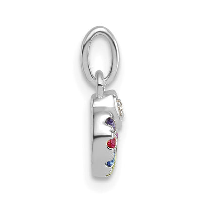 14K White Gold Wg Dia. Heart w/8 Birthstone Mother's Circle Pend Semi-Mount