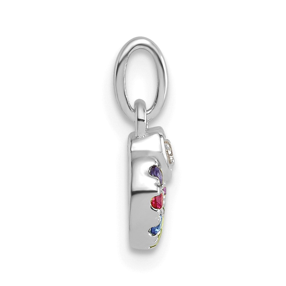 14K White Gold Wg Dia. Heart w/8 Synthetic Birthstone Mother's Circle Pendant