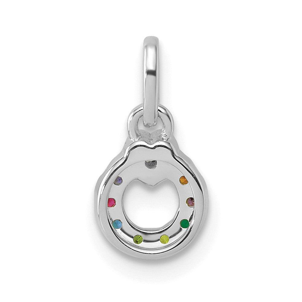 14K White Gold Wg Dia. Heart w/8 Genuine Birthstone Mother's Circle Pendant