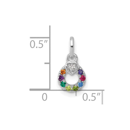 14K White Gold Wg Dia. Heart w/8 Birthstone Mother's Circle Pend Semi-Mount