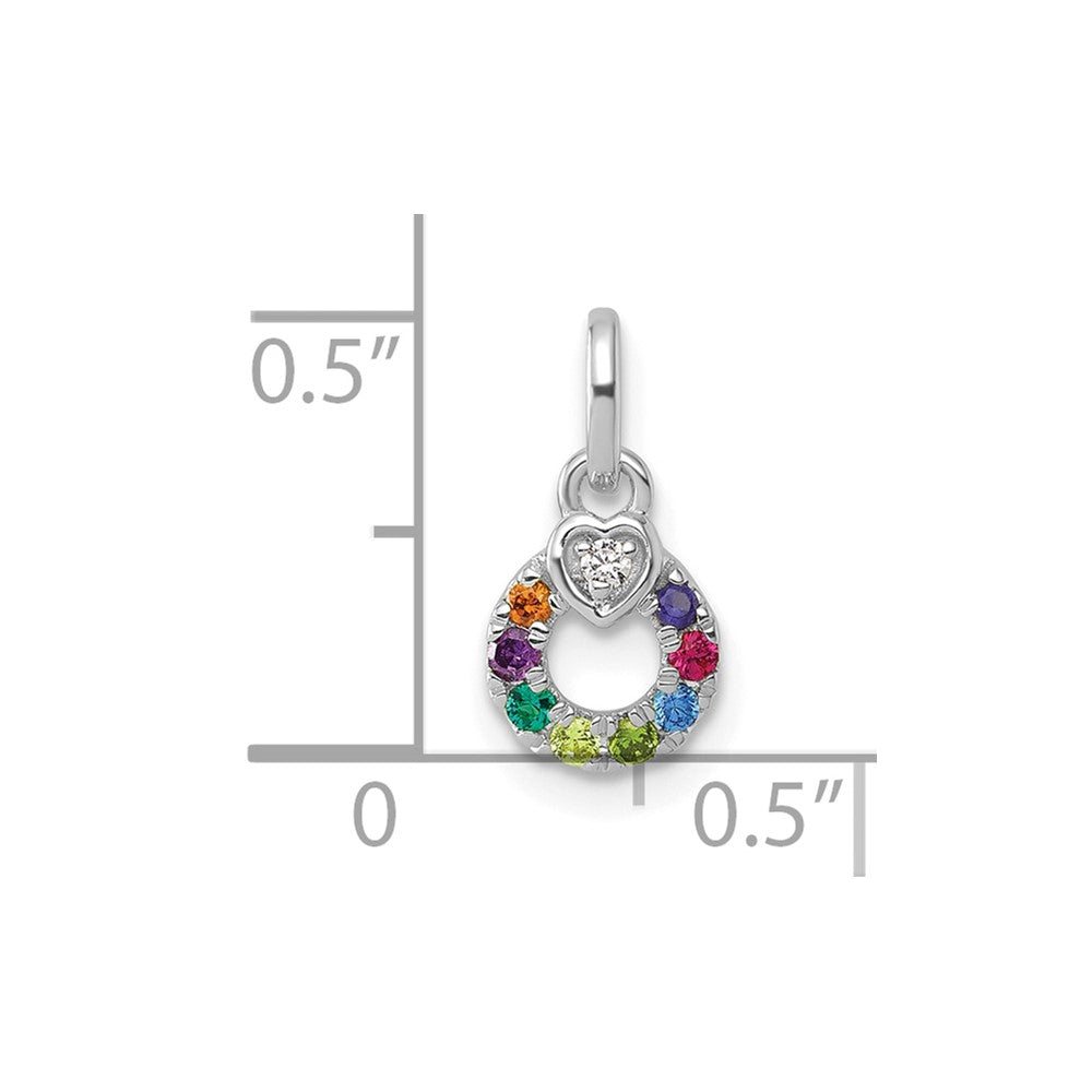 14K White Gold Wg Dia. Heart w/8 Genuine Birthstone Mother's Circle Pendant
