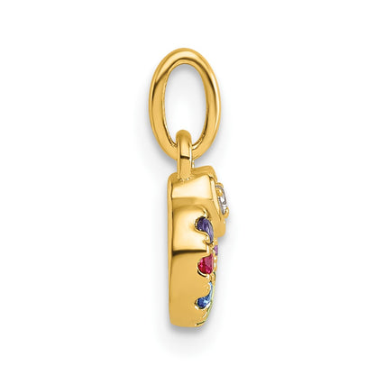 14K Yellow Gold Dia. Heart w/8 Genuine Birthstone Mother's Circle Pendant