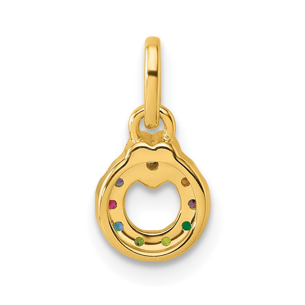 14K Yellow Gold Dia Heart W/ 8 Birthstone Mother's Circle Pendant Semi-Mount
