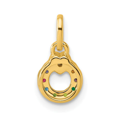 14K Yellow Gold Dia. Heart w/8 Synthetic Birthstone Mother's Circle Pendant
