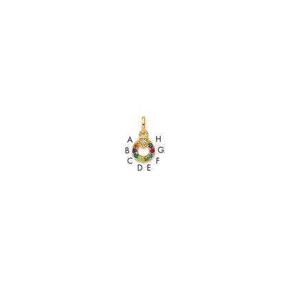 14K Yellow Gold Dia Heart W/ 8 Birthstone Mother's Circle Pendant Semi-Mount