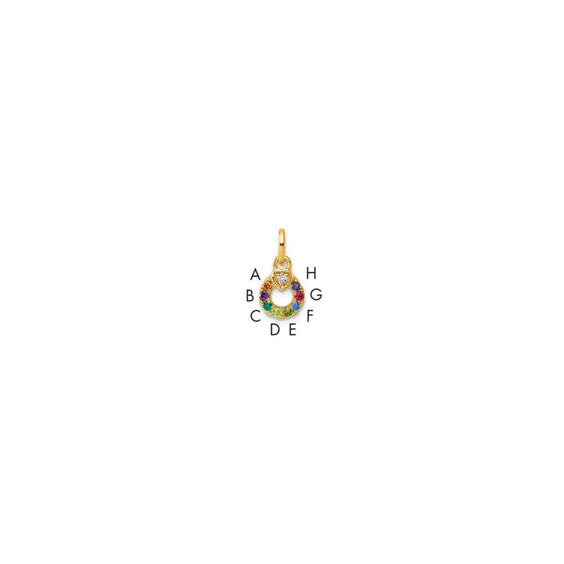 14K Yellow Gold Dia Heart W/ 8 Birthstone Mother's Circle Pendant Semi-Mount