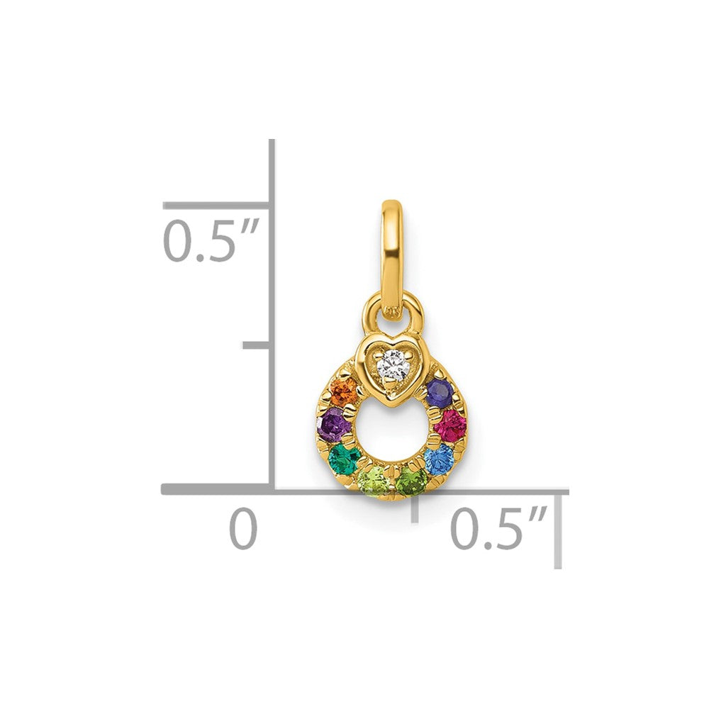14K Yellow Gold Dia Heart W/ 8 Birthstone Mother's Circle Pendant Semi-Mount