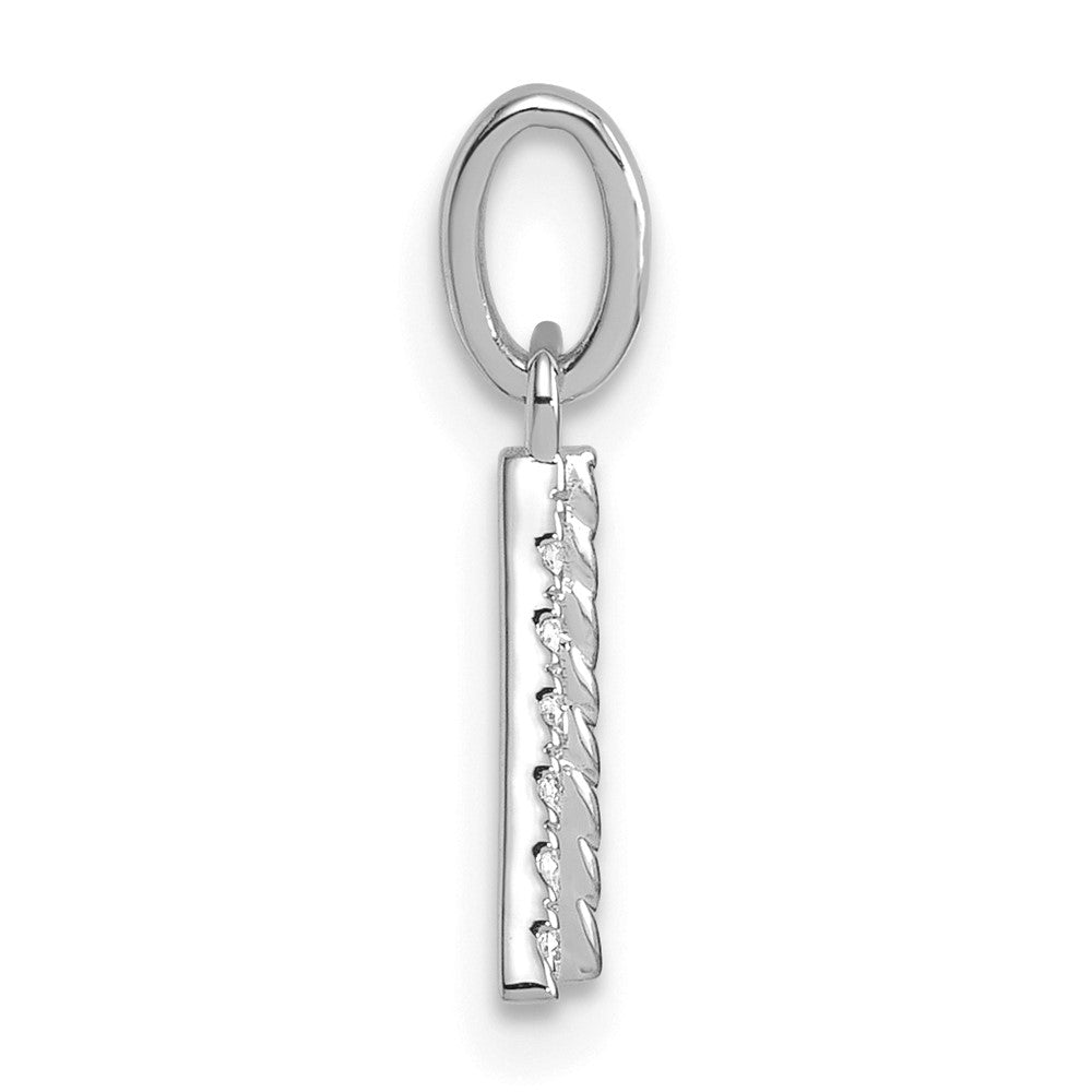 14K White Gold Twisted with .05 Ct. Diamond Initial Charm