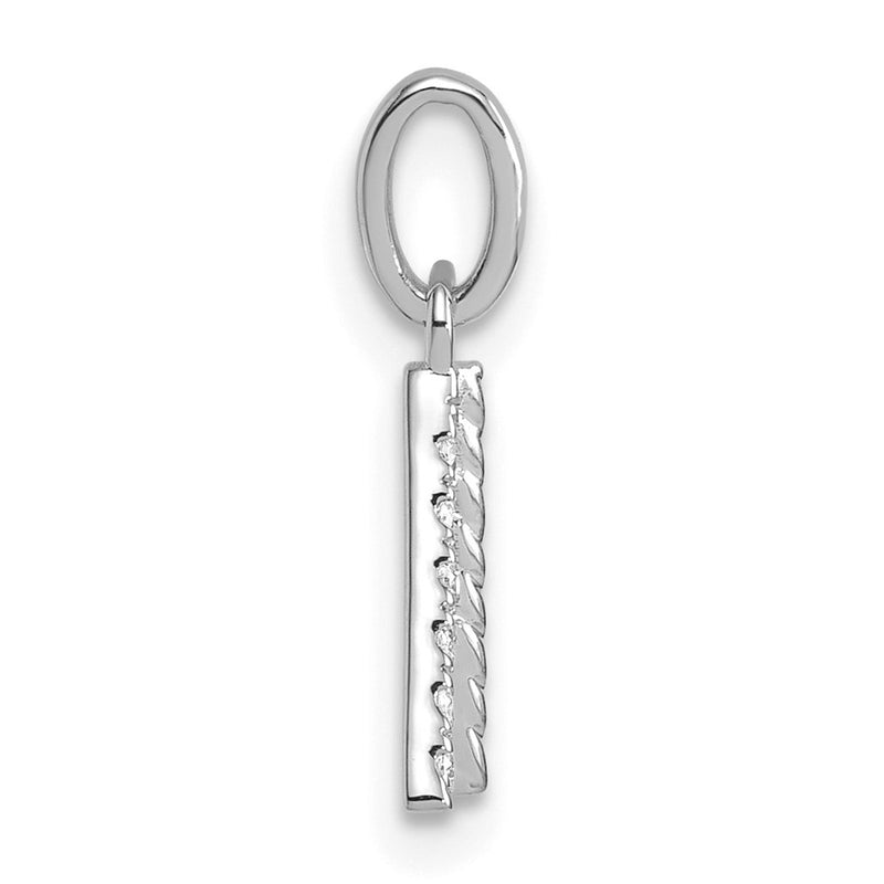 14K White Gold Twisted with .05 Ct. Diamond Initial Charm