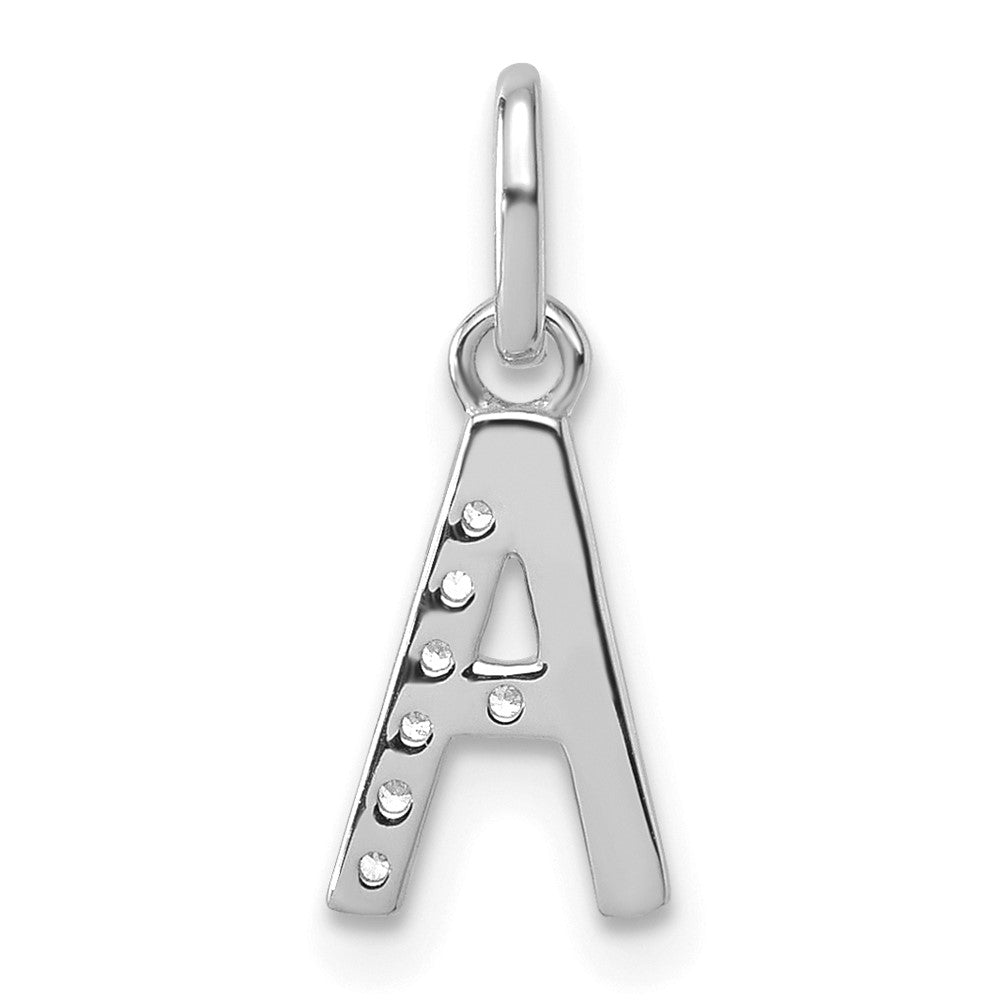 14K White Gold Twisted with .05 Ct. Diamond Initial Charm