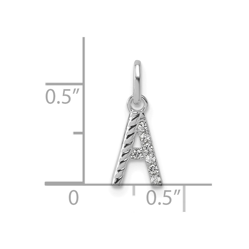 14K White Gold Twisted with .05 Ct. Diamond Initial Charm