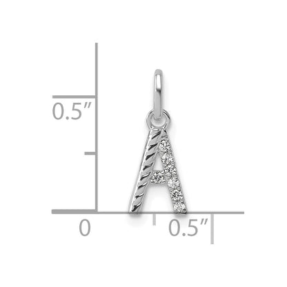 14K White Gold Twisted with .05 Ct. Diamond Initial Charm